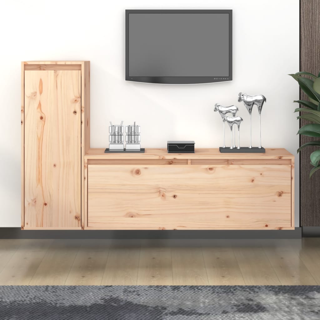 Mobili Porta TV 2 pz in Legno Massello di Pino cod mxl 12566