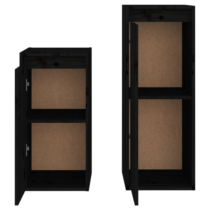 Mobili Porta TV 2 pz Neri in Legno Massello di Pino 3100158