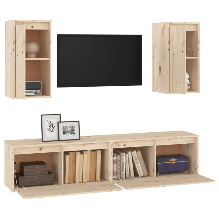 Mobili Porta TV 4 pz in Legno Massello di Pino cod mxl 24139