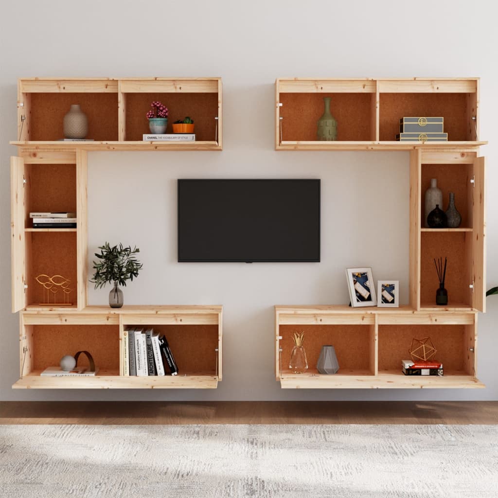 Mobili Porta TV 6 pz-Set di 6 Credenza per TV in Legno Massello di Pino 593200