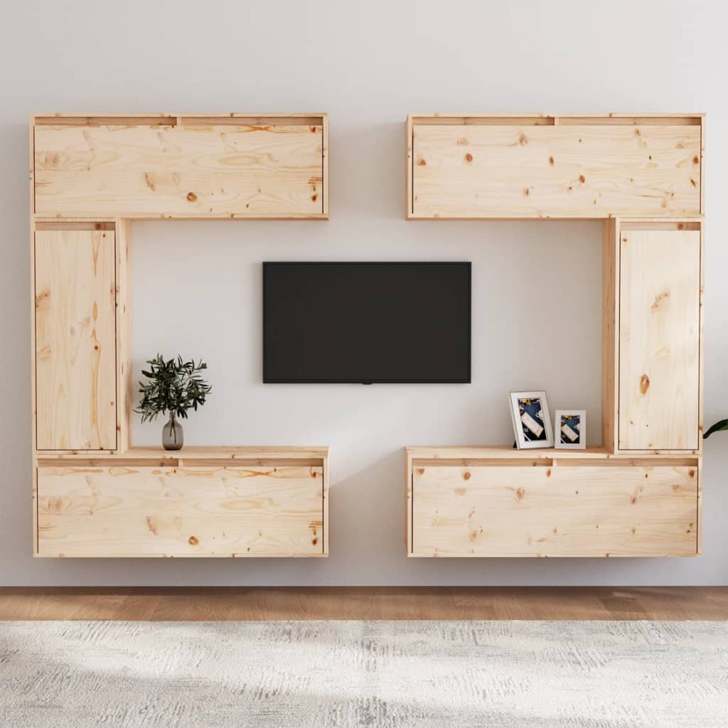 Mobili Porta TV 6 pz-Set di 6 Credenza per TV in Legno Massello di Pino 593200