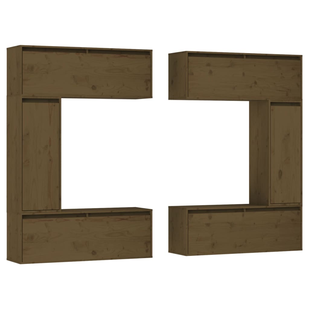 Mobili Porta TV 6 pz ambra in Legno Massello di Pino 3100202