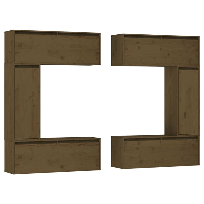 Mobili Porta TV 6 pz ambra in Legno Massello di Pino 3100202