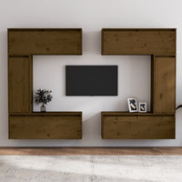 Mobili Porta TV 6 pz ambra in Legno Massello di Pino 3100202