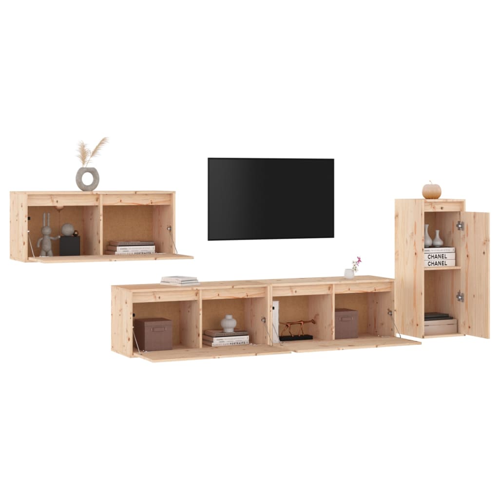 Mobili Porta TV 4 pz in Legno Massello di Pino cod mxl 24138