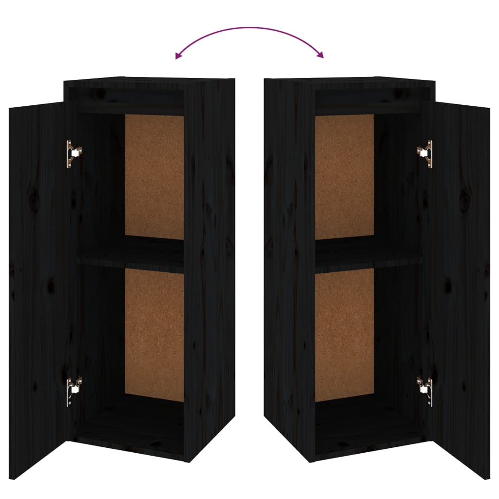 Mobili Porta TV 4 pz Neri in Legno Massello di Pino 3100223