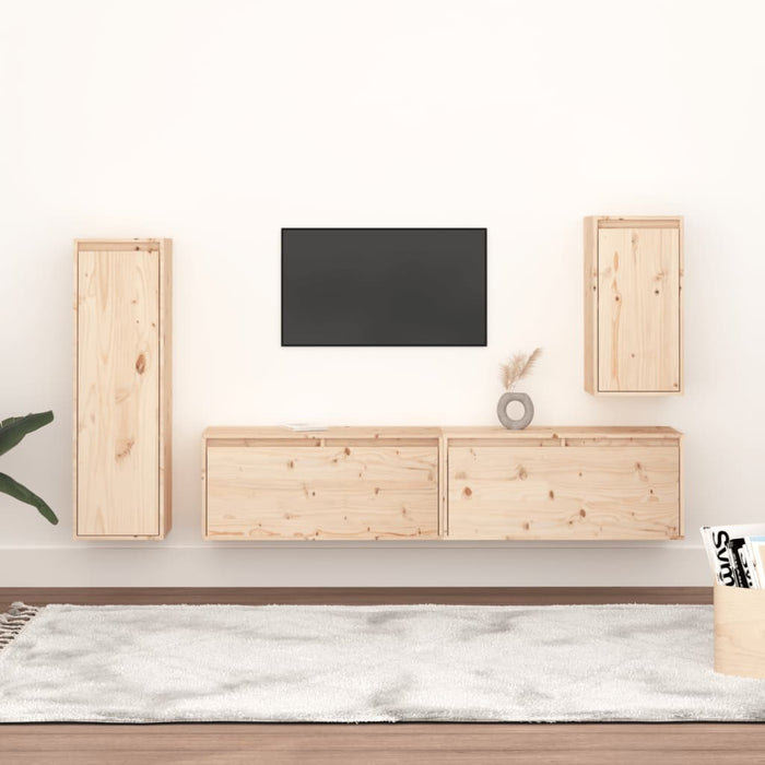 Mobili Porta TV 4 pz in Legno Massello di Pino cod mxl 13709