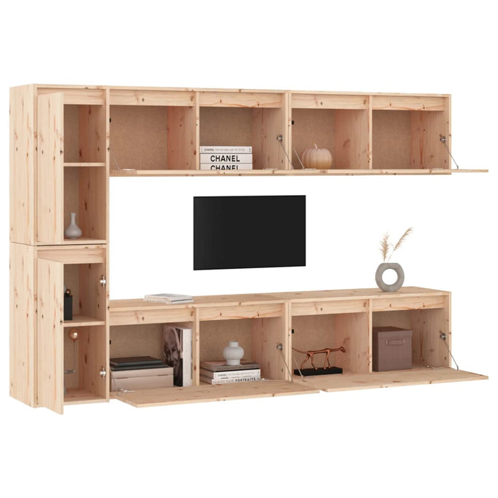 Mobili Porta TV 6 pz in Legno Massello di Pino cod mxl 24121