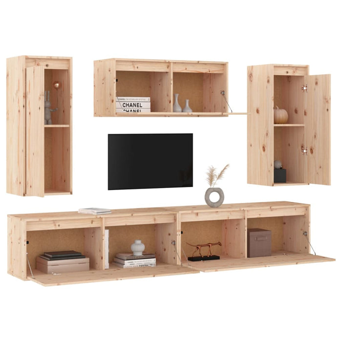 Mobili Porta TV 5 pz in Legno Massello di Pino cod mxl 9001