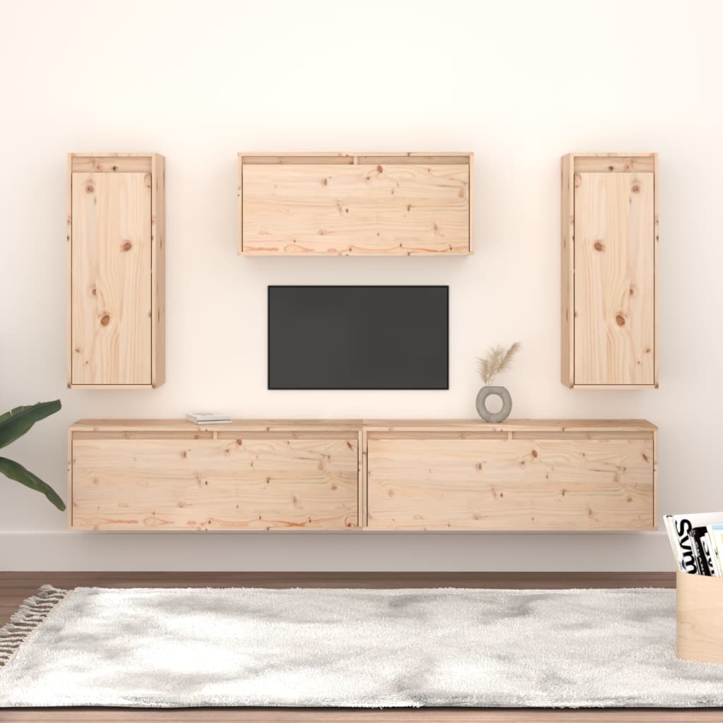 Mobili Porta TV 5 pz in Legno Massello di Pino cod mxl 9001