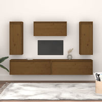 Mobili Porta TV 5 pz ambra in Legno Massello di Pino 3100247