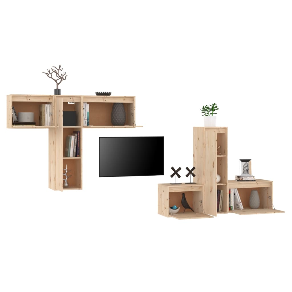 Mobili Porta TV 6 pz in Legno Massello di Pino cod mxl 34006
