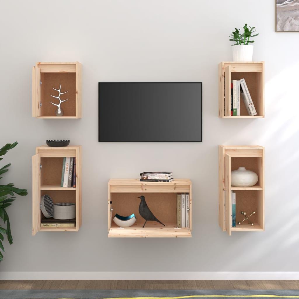 Mobili Porta TV 5 pz in Legno Massello di Pino 3100269