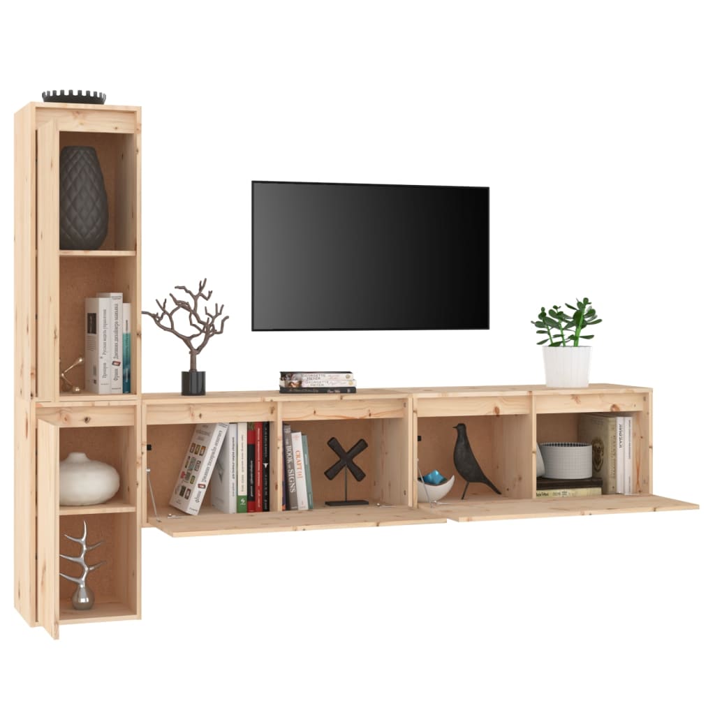 Mobili Porta TV 4 pz in Legno Massello di Pino cod mxl 8497