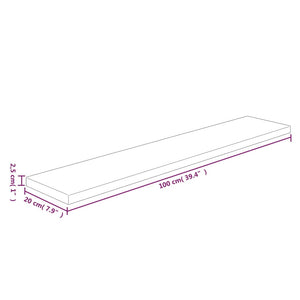 Ripiano 100x20x2,5 cm Legno Massello di Rovere Non Trattato cod mxl 33004