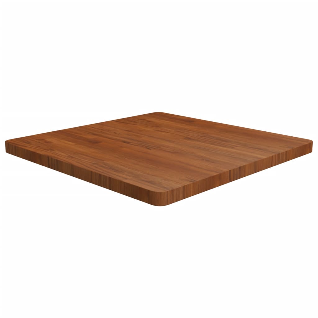 Piano Tavolo Quadrato Marrone Scuro 80x80x4cm Rovere Trattato