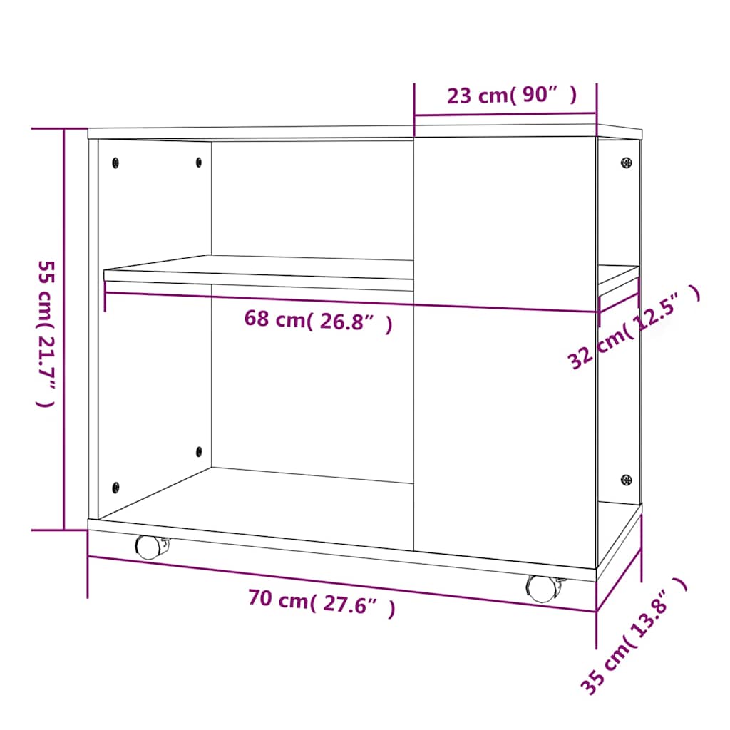Tavolino da Salotto Rovere Fumo 70x35x55cm Legno Multistrato