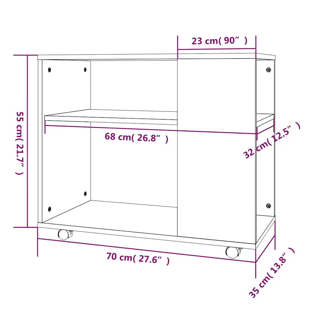 Tavolino da Salotto Grigio Sonoma 70x35x55 cm Legno Multistrato 815106