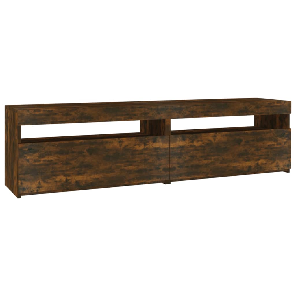 Mobile Porta TV con Luci LED 2pz-Mobile per TV-Credenza TV Rovere Fumo 75x35x40 cm