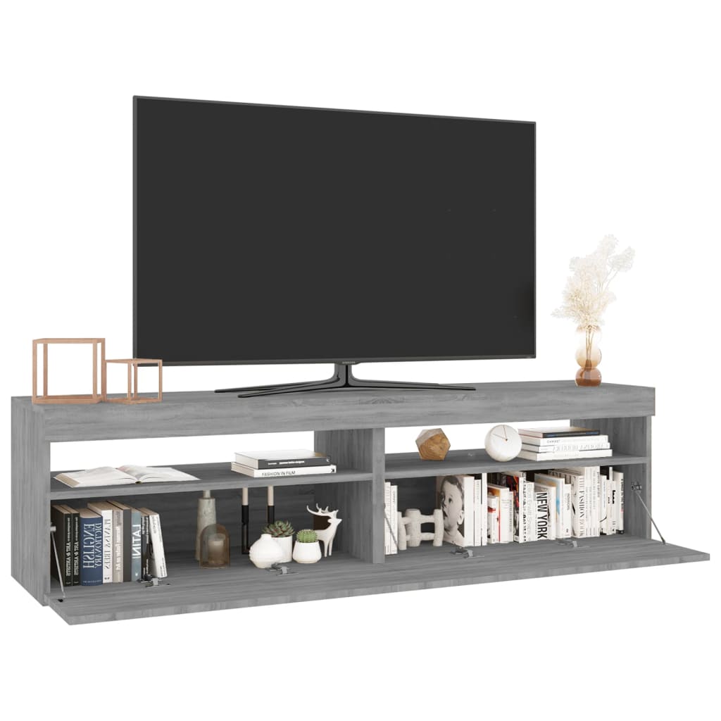 Mobile Porta TV con Luci LED 2pz-Mobile per TV-Credenza TV Grigio Sonoma 75x35x40 cm