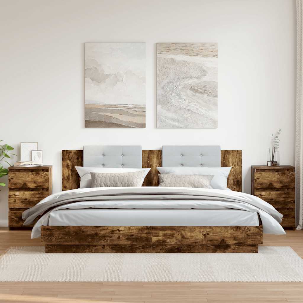 Comodini Rovere Fumo 2 pz 40x35x62,5 cm in Legno Multistrato 815172