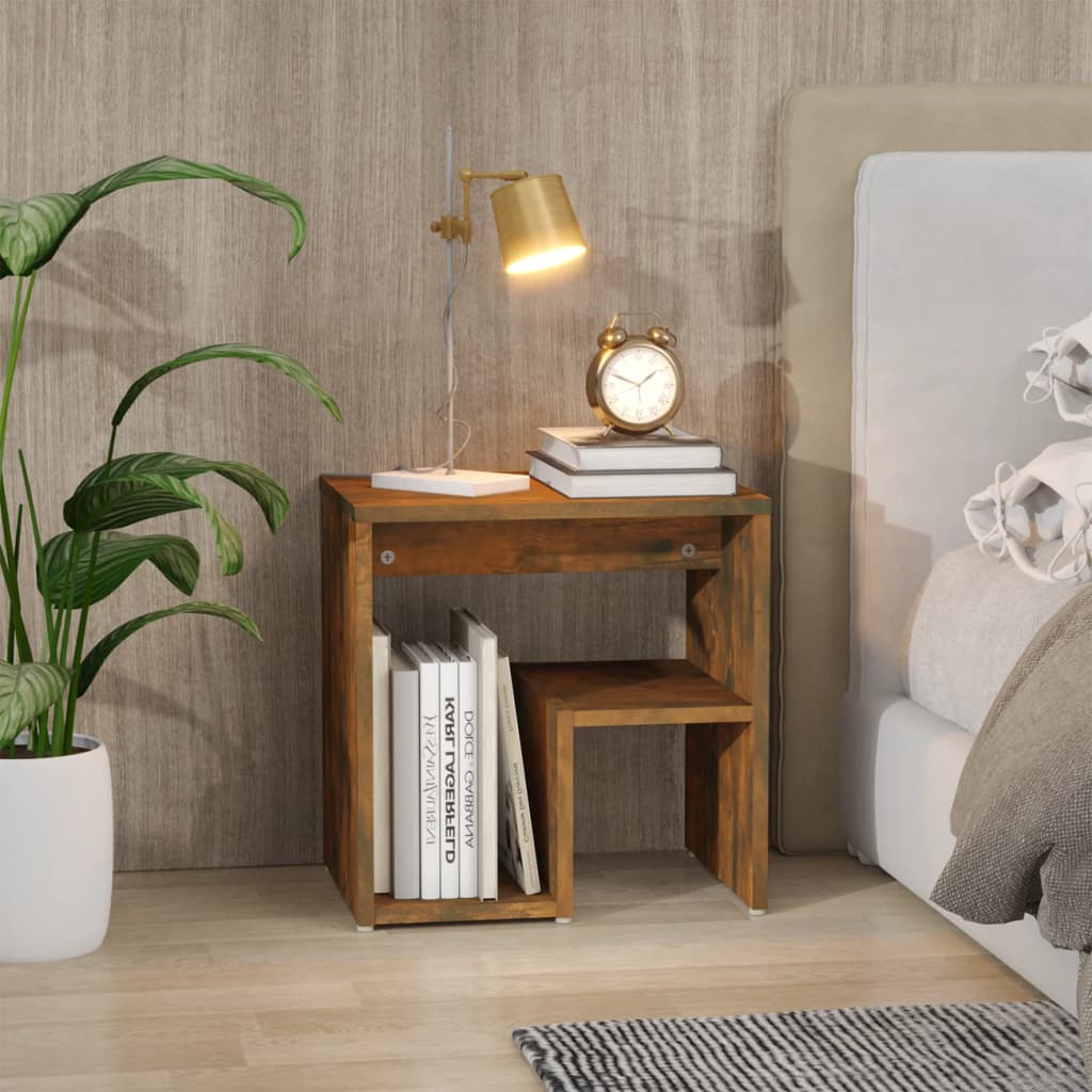 Comodino Rovere Fumo 40x30x40 cm in Legno Multistrato 815177