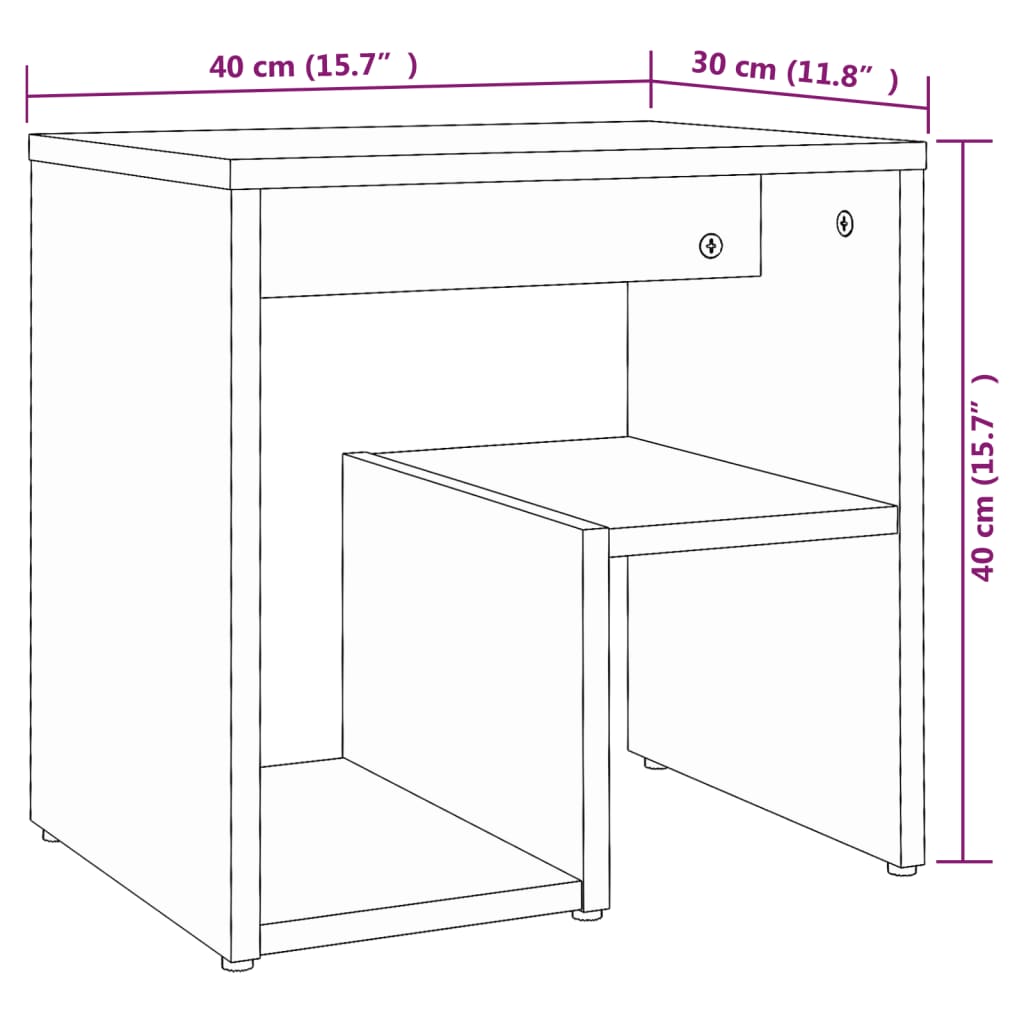 Comodino Grigio Sonoma 40x30x40 cm in Legno Multistrato cod mxl 31168