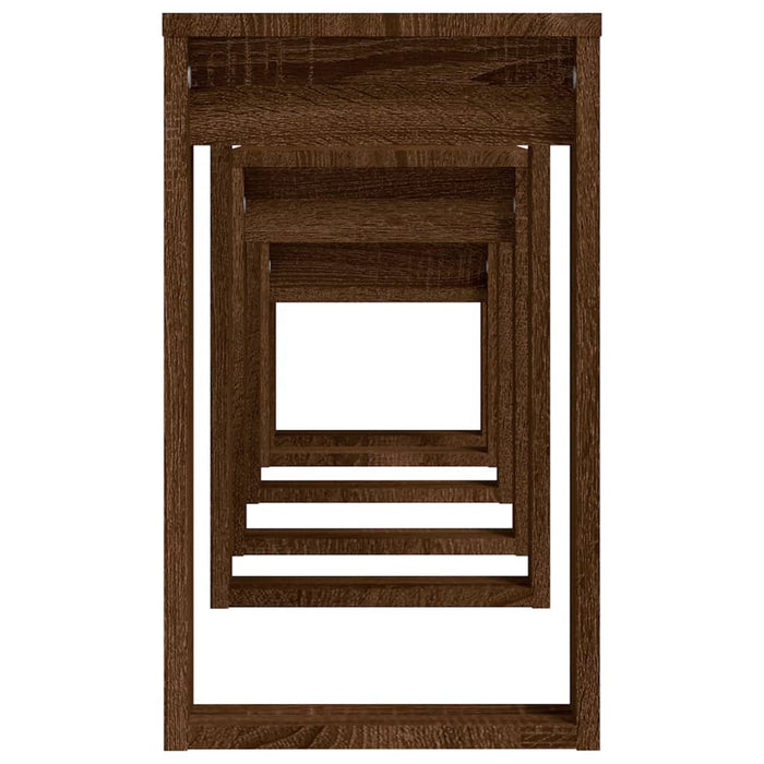 Tavolini Impilabili 3 pz Rovere Marrone in Legno Multistrato 815224