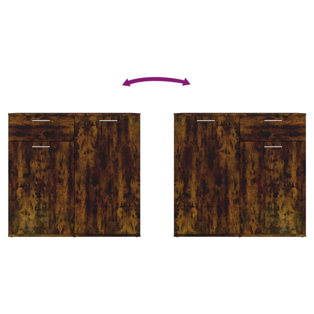 Credenza Rovere Fumo 80x36x75 cm in Legno Multistrato 815489