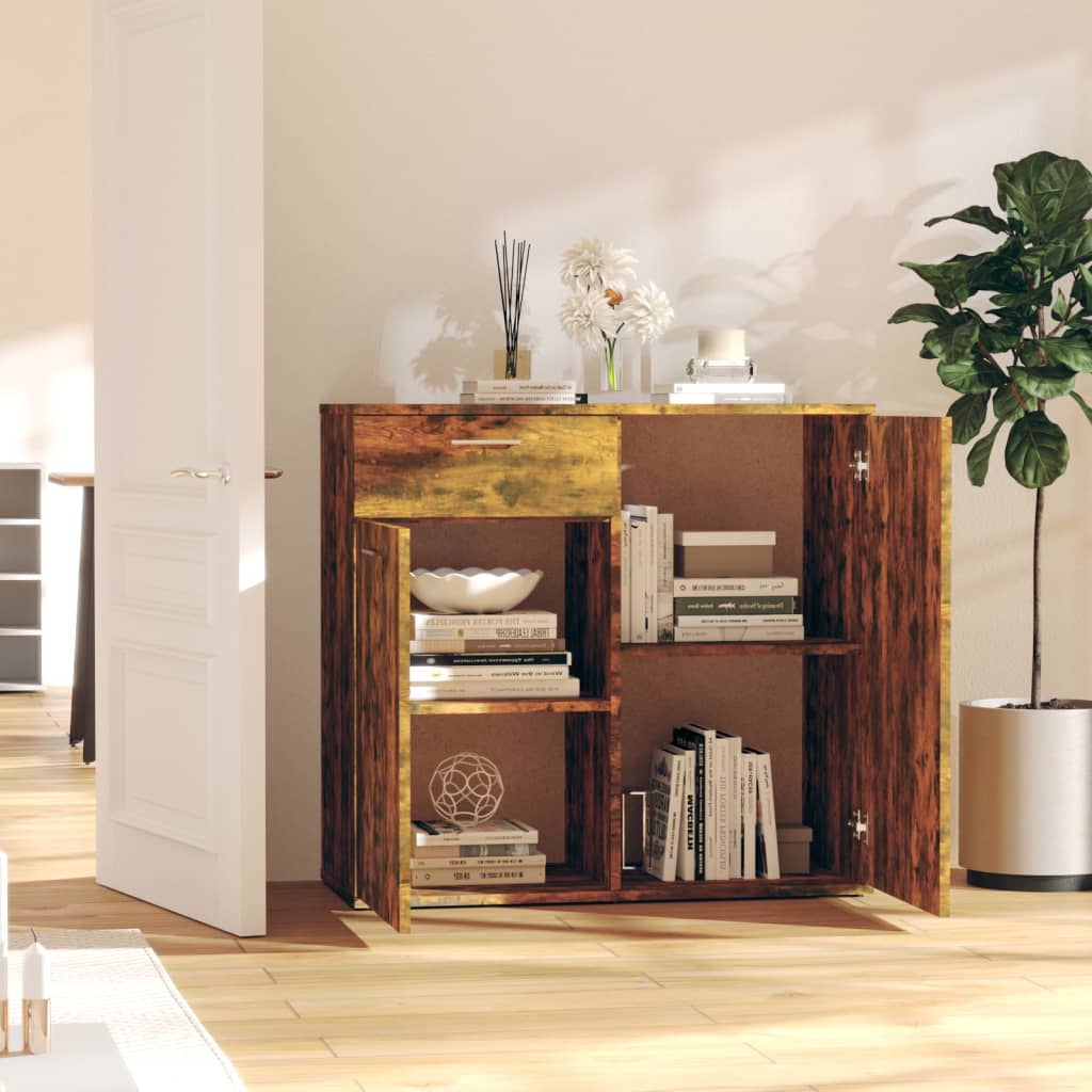 Credenza-Buffet-Armadio da cucina Rovere Fumo 80x36x75 cm in Legno Multistrato