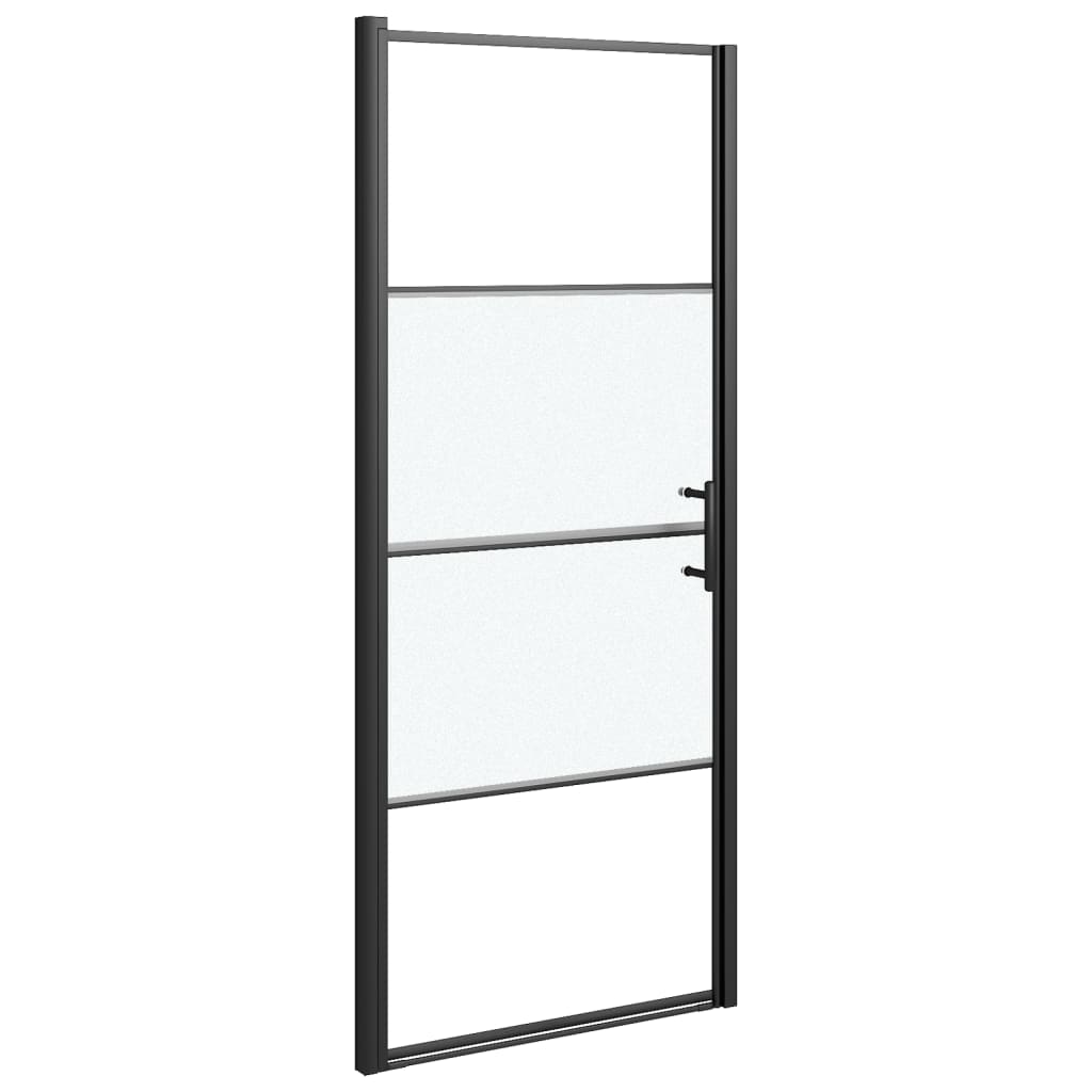 Parete Doccia 81x195cm in Vetro Temperato Semi Smerigliato Nero cod mxl 44494