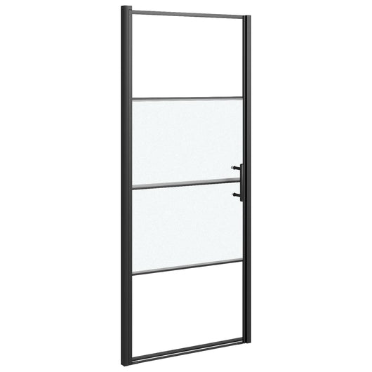 Parete Doccia 81x195cm in Vetro Temperato Semi Smerigliato Nero cod mxl 44494