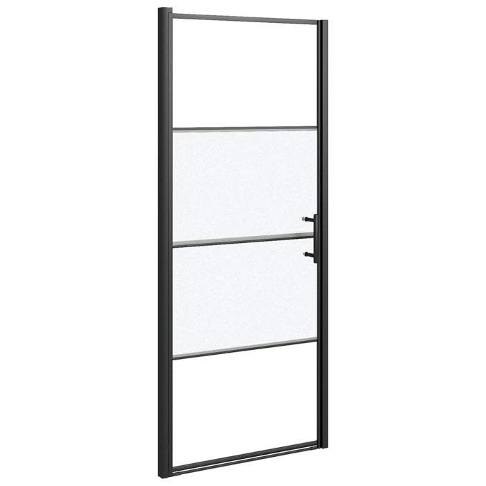 Parete Doccia 81x195cm in Vetro Temperato Semi Smerigliato Nero cod mxl 44494