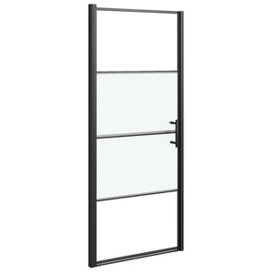 Parete Doccia 81x195cm in Vetro Temperato Semi Smerigliato Nero 151865