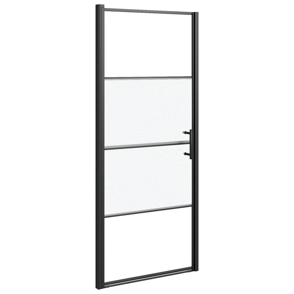 Parete Doccia 91x195 cm Vetro Temperato Semi Smerigliato Nero 151866