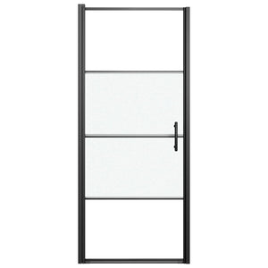 Parete Doccia 91x195 cm Vetro Temperato Semi Smerigliato Nero 151866