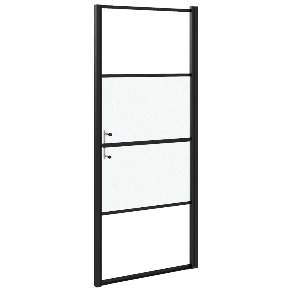 Parete Doccia 91x195 cm Vetro Temperato Semi Smerigliato Nero 151866