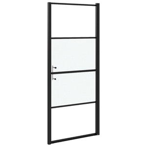 Parete Doccia 91x195 cm Vetro Temperato Semi Smerigliato Nero 151866