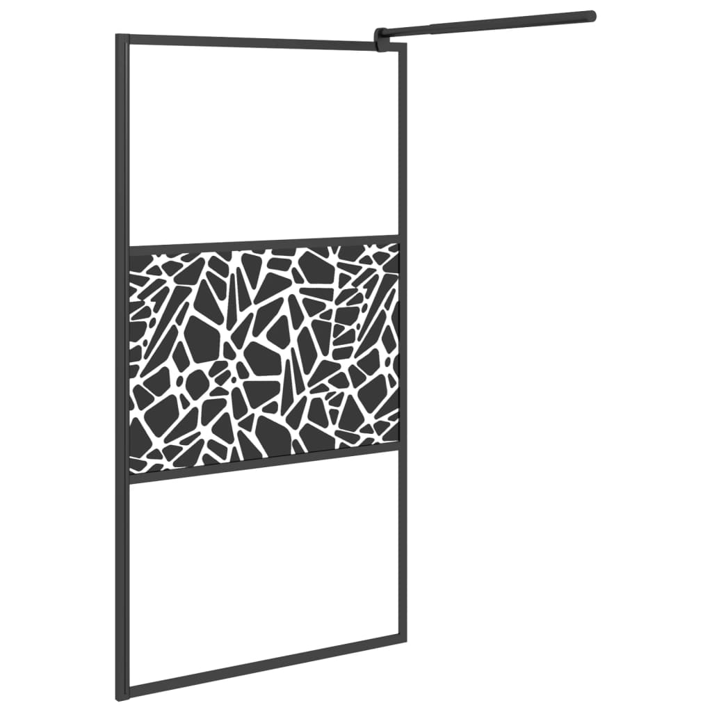 Parete Doccia Walk in 100x195 cm Vetro ESG Design Pietre Nero 151882