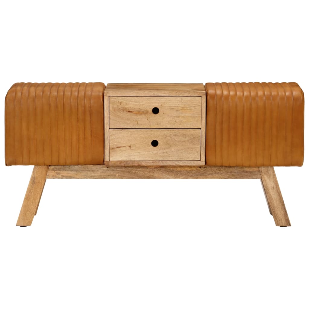 vidaXL Panca Bok Marrone 107cm Vera Pelle di Capra e Massello di Mango