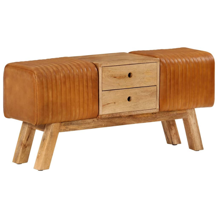 vidaXL Panca Bok Marrone 107cm Vera Pelle di Capra e Massello di Mango