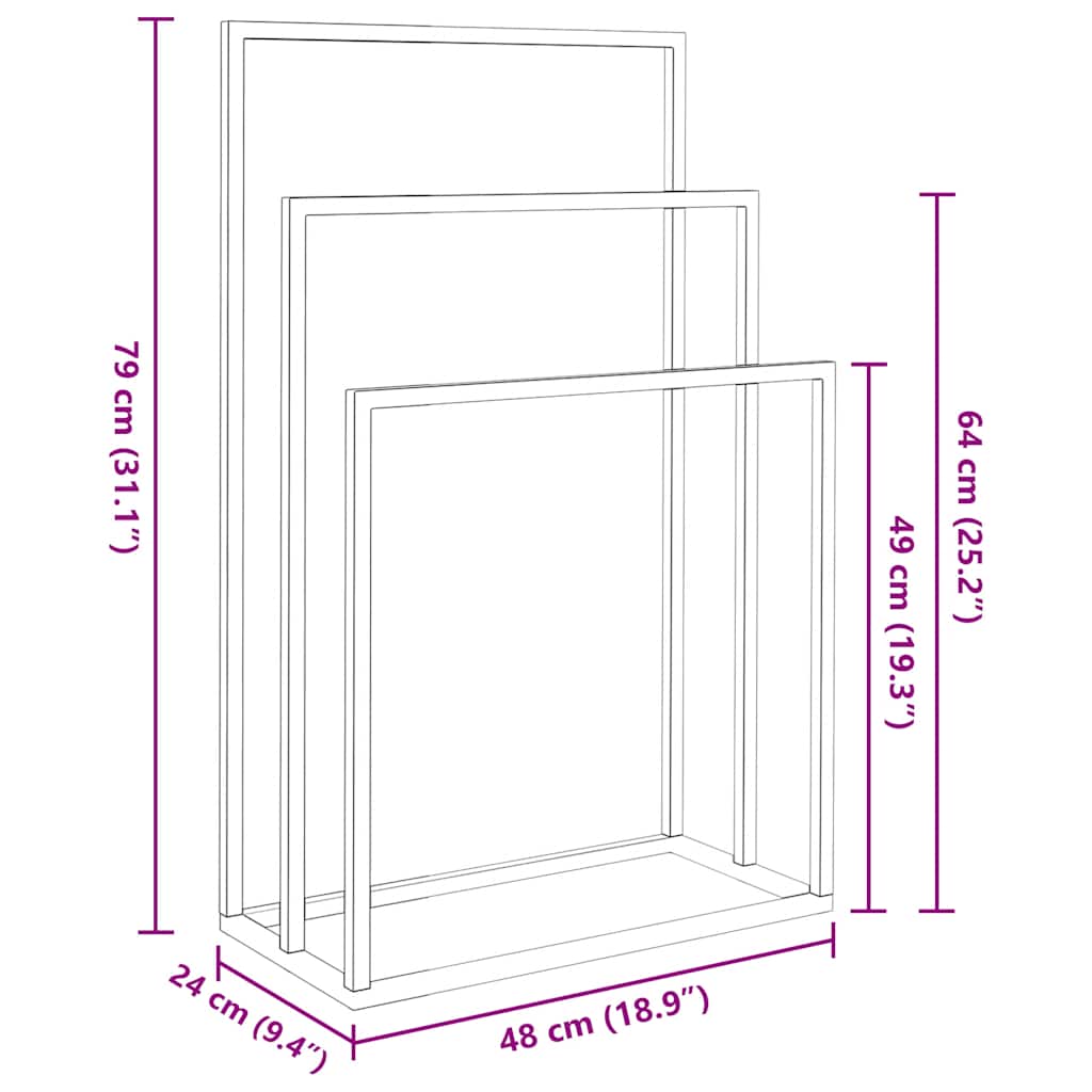 Portasciugamani da Pavimento Nero 48x24x79cm in Ferro 343090