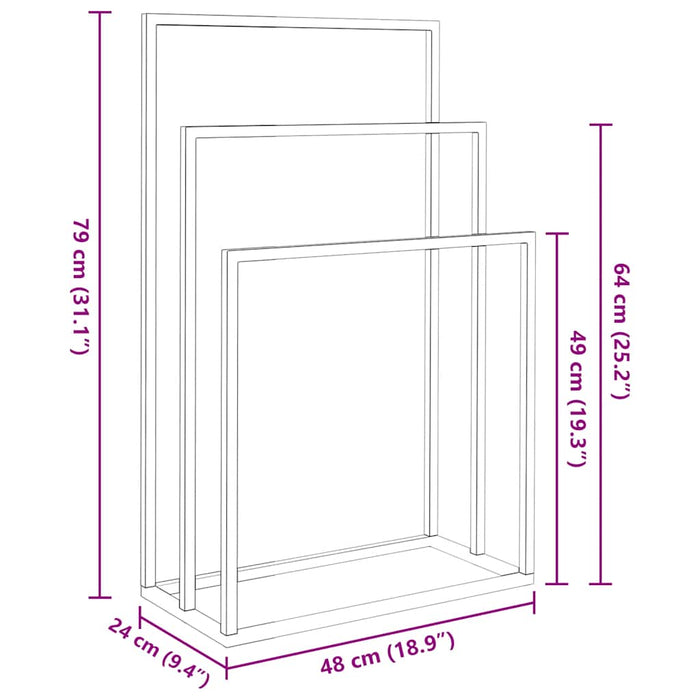 Portasciugamani da Pavimento Nero 48x24x79cm in Ferro 343090