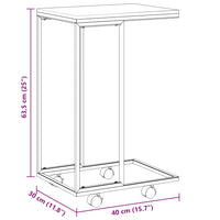 Tavolino con Ruote Nero 40x30x63,5cm in Legno Ingegnerizzato 343096