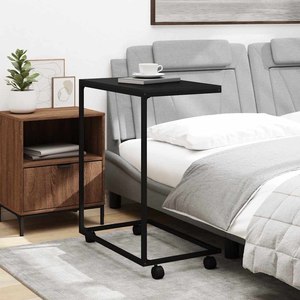 Tavolino con Ruote Nero 55x35x70 cm in Legno Multistrato 343101