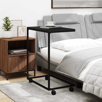Tavolino con Ruote Nero 55x35x70 cm in Legno Multistrato 343101