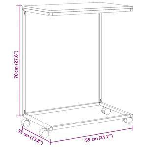 Tavolino con Ruote Nero 55x35x70 cm in Legno Multistrato 343101