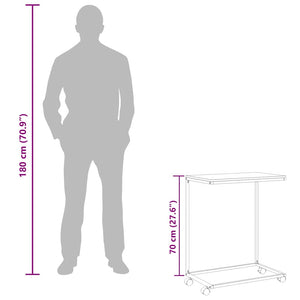 Tavolino con Ruote Nero 55x35x70 cm in Legno Multistrato 343101