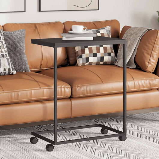 Tavolino con Ruote Nero 55x35x70 cm in Legno Multistrato 343101