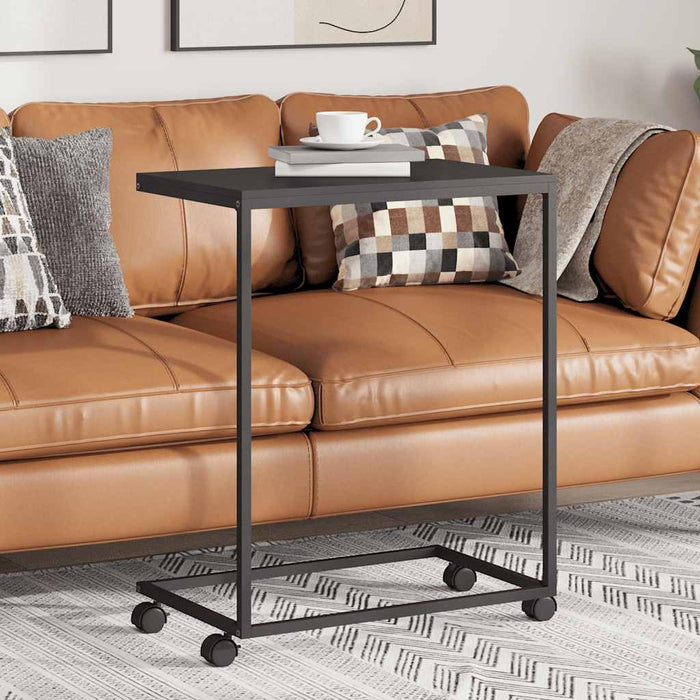 Tavolino con Ruote Nero 55x35x70 cm in Legno Multistrato 343101